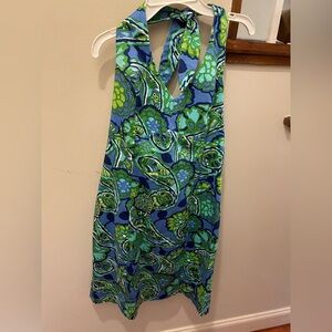 Womens Jones of New York Halter Dress Size 16 Bright Blues Greens Lined Cute